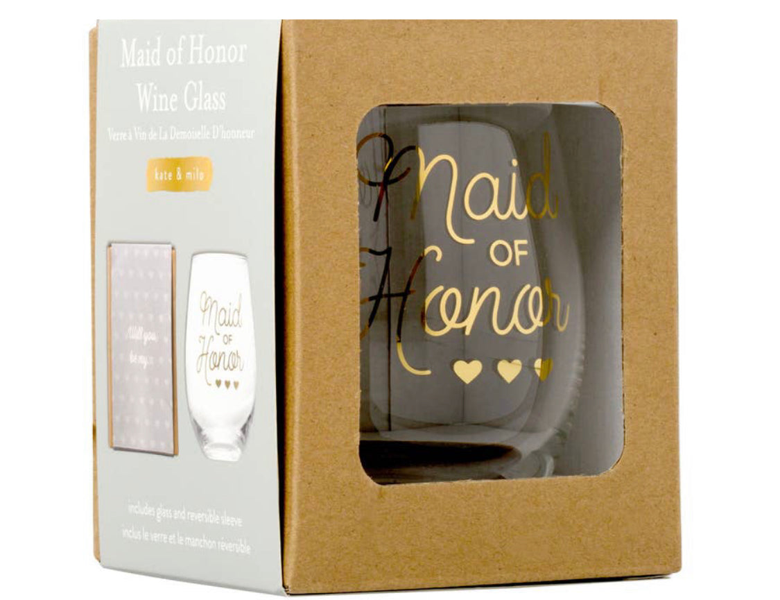 Maid of Honor Stemless Wine Glass