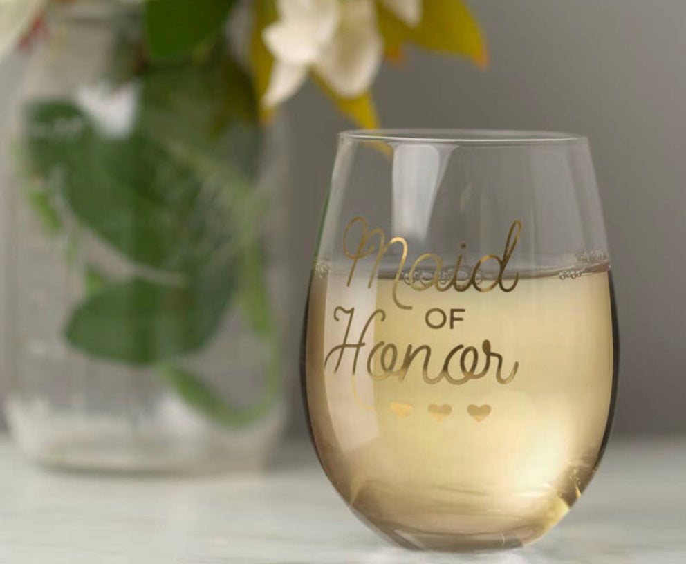 Maid of Honor Stemless Wine Glass