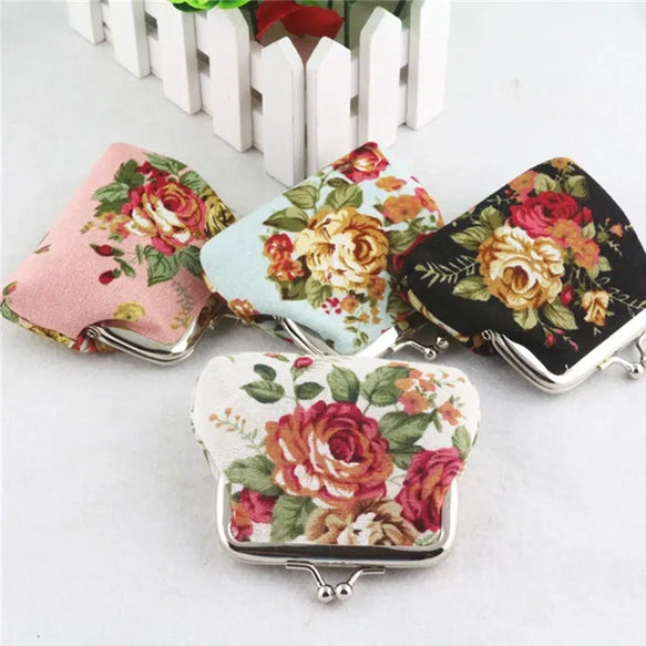 Floral Coin Purse, Cute Small Storage Purse Coins Trinkets