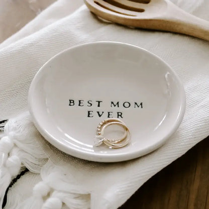 Best Mom Ever Jewelry Dish - Cream Stoneware - 4"