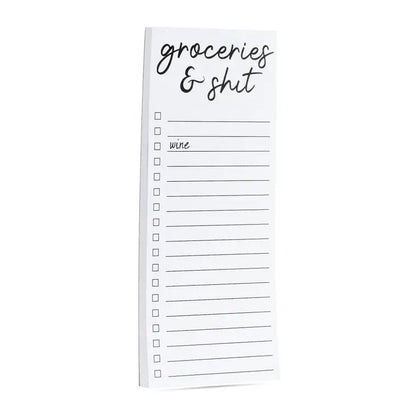 Groceries & shit (wine) snarky printed list pad 50 sheets