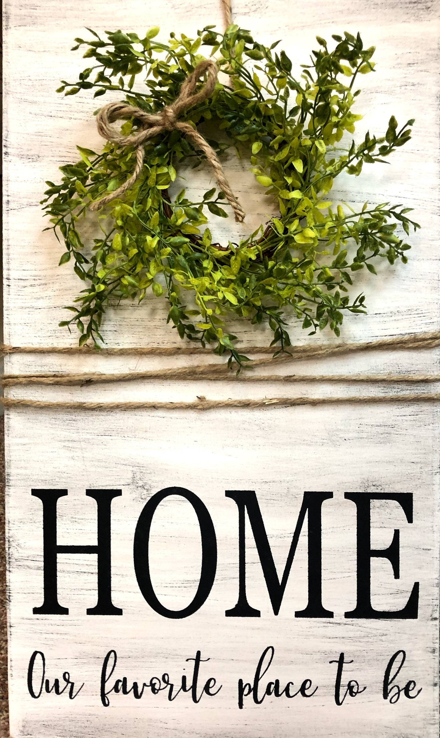 BUY IT NOW!  Farmhouse HOME sign with wreath and twine